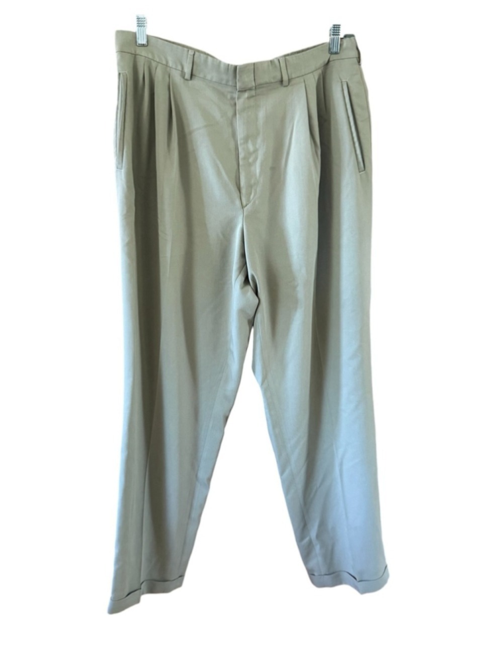 Savane Men's Beige Pleated Dress Pants